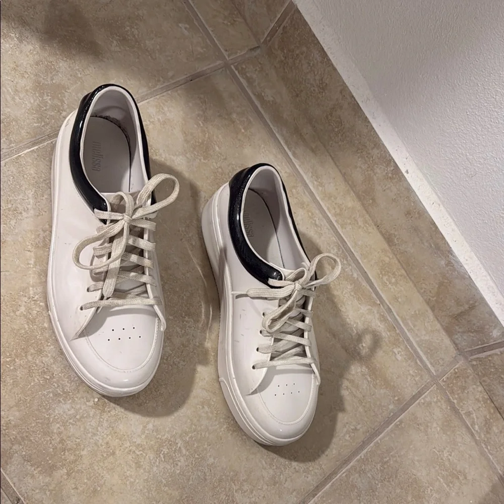 Melissa White and Black Sneakers with Platform Sole - Picture 3 of 4